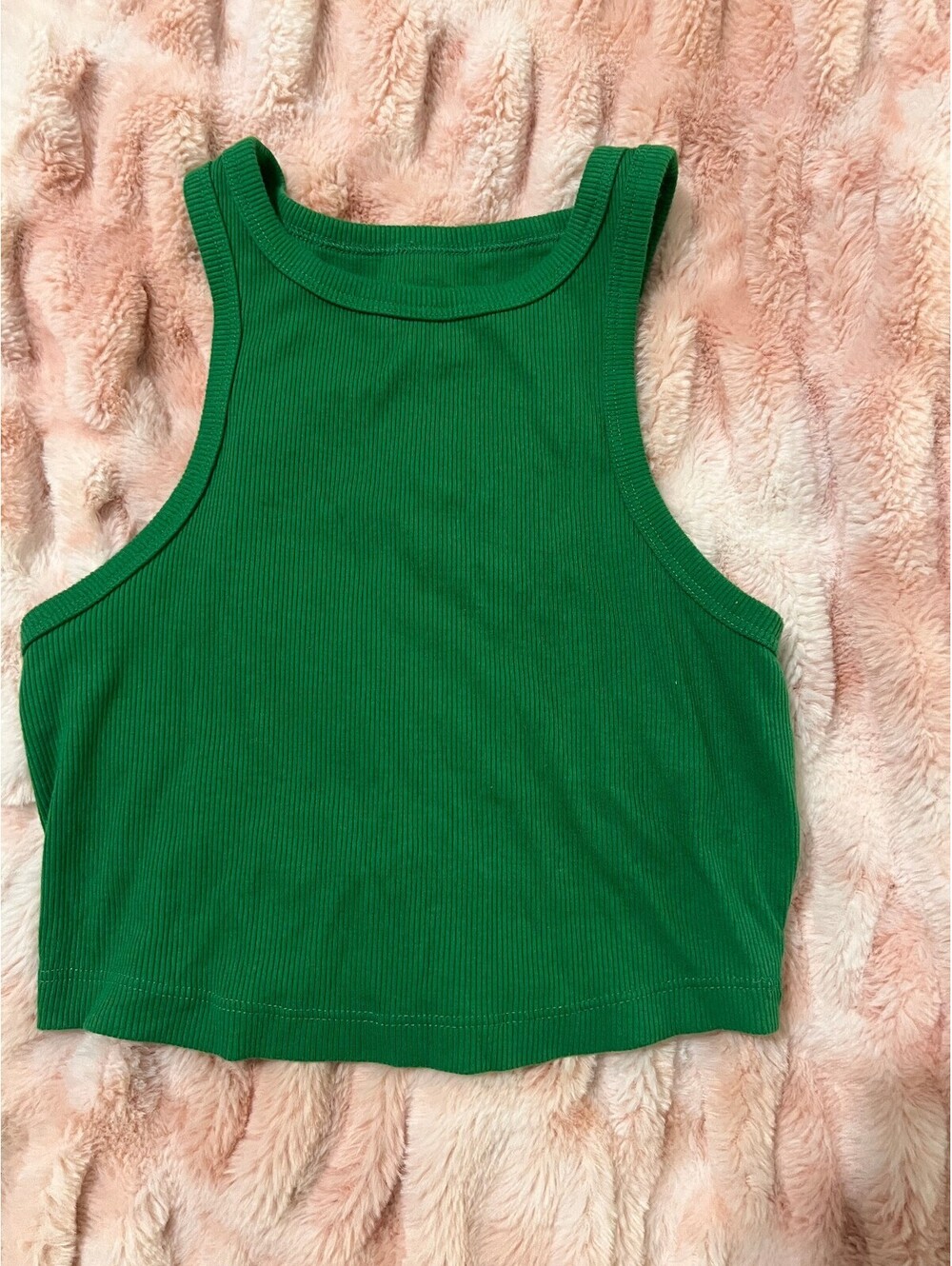 Wild Fable Green Ribbed High Neck Crop Tank Top Size XS